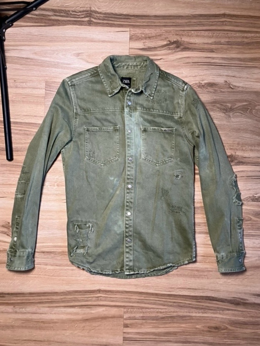ZARA Distressed Ripped Denim Overshirt